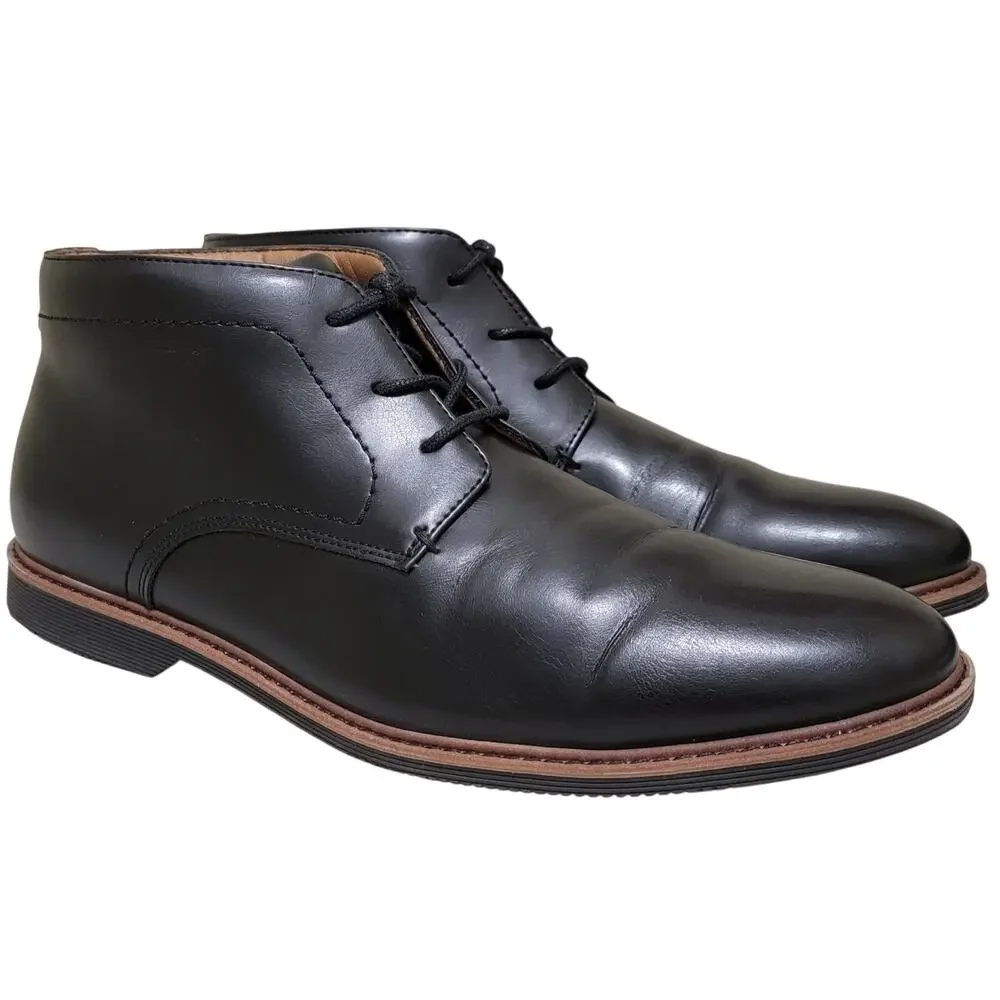 Tommy Hilfiger Men Rosell Plain Toe Chukka Boot Size US 10.5M Black Faux Leather